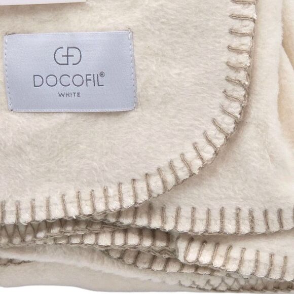 Docofil White Queen Size Cream Luxuriously Cotton Soft Blanket Made In Portugal - Picture 2 of 12